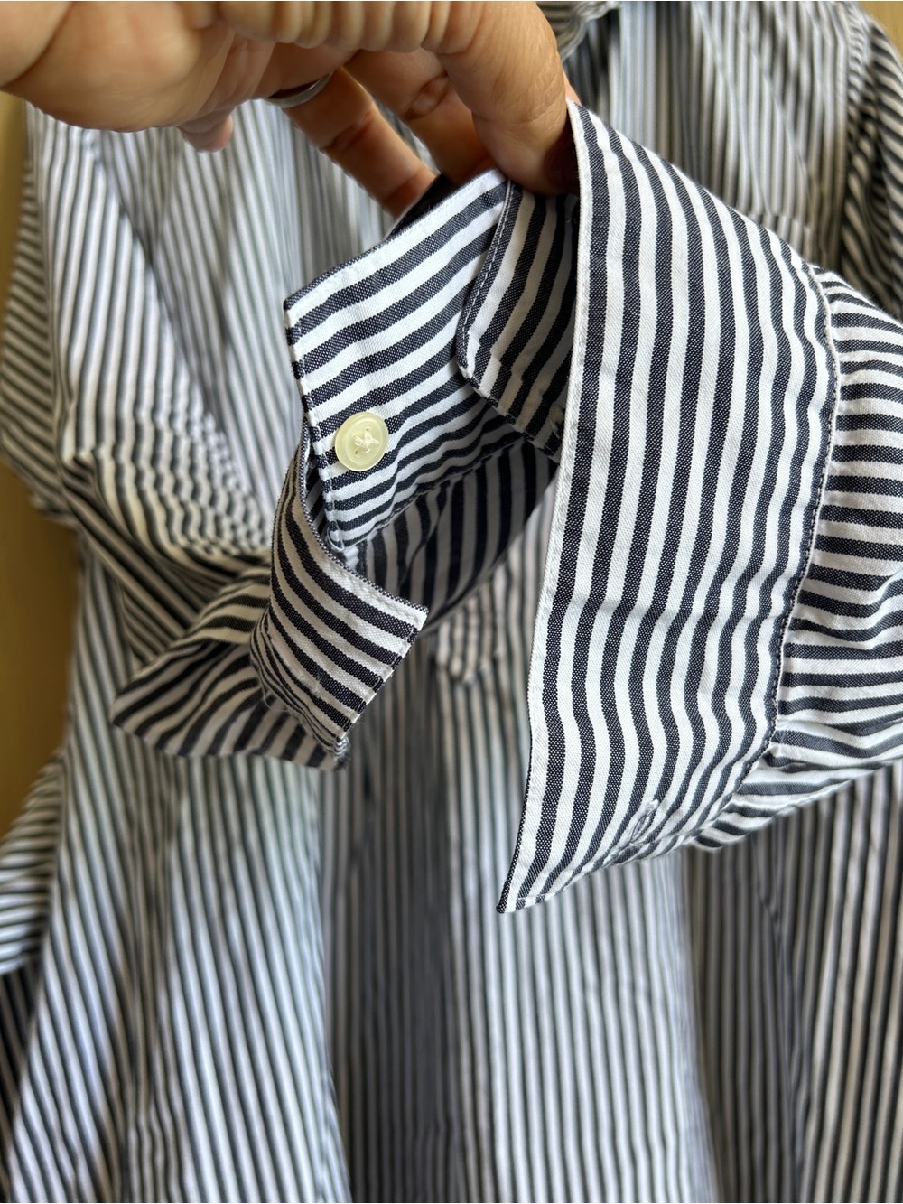 Gap brand navy and white striped poplin shirt dress, size medium - Picture 10 of 13